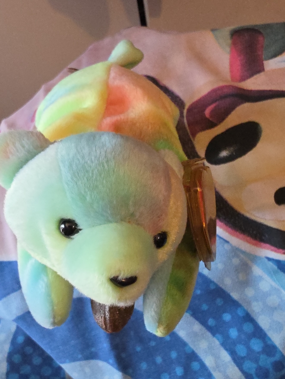 Ty Tie-Dye Small Plush Bear Toy - Green, Blue, Yellow, Pink